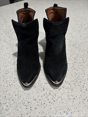 Jeffrey Campbell Cromwell Black Distressed Suede Pointed Toe Western Ankle Boots
